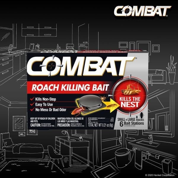 Combat Roach Killing Bait Stations for Small and Large Roaches, 6 Count...