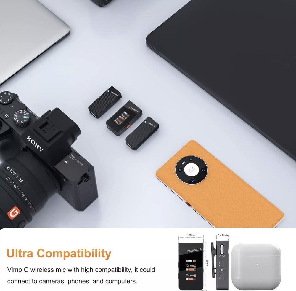 COMICA Vimo C3 Dual-Channel Wireless Lavalier Microphone System W/ Charging Case