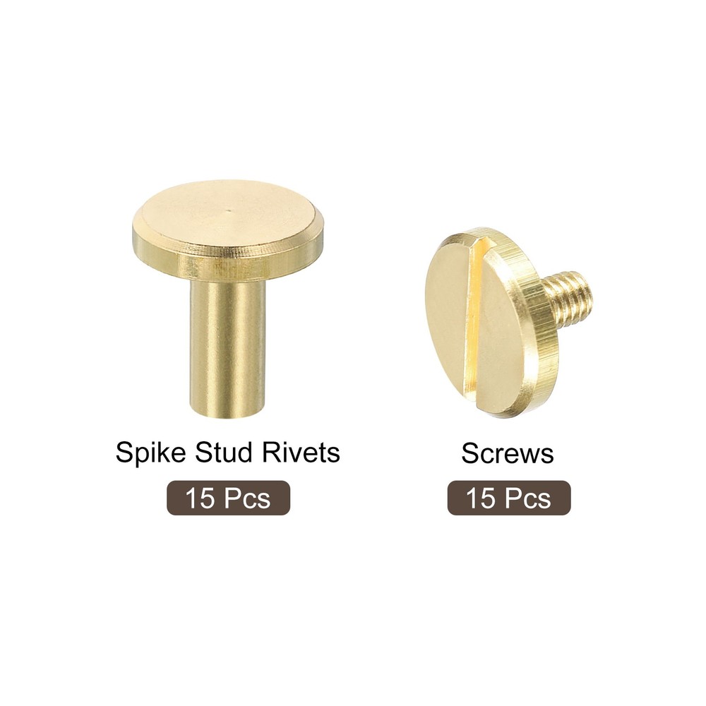 10x10mm Flat Studs Rivet Binding Rivets Screw Back Rivets DIY 15 Sets