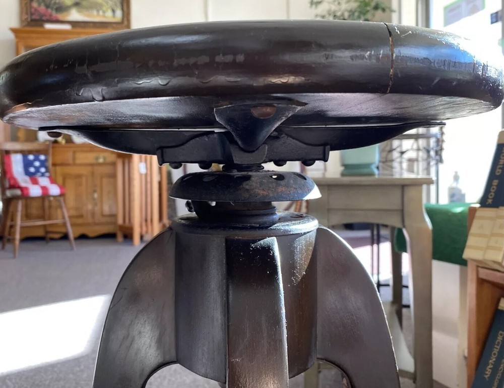 Vintage Industrial Adjustable Heavy Solid Wood Iron Stool Local Pickup Please