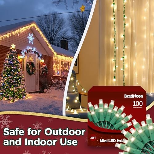 5MM Christmas String Lights (), Mini LED String 25FT Warm White - Steady