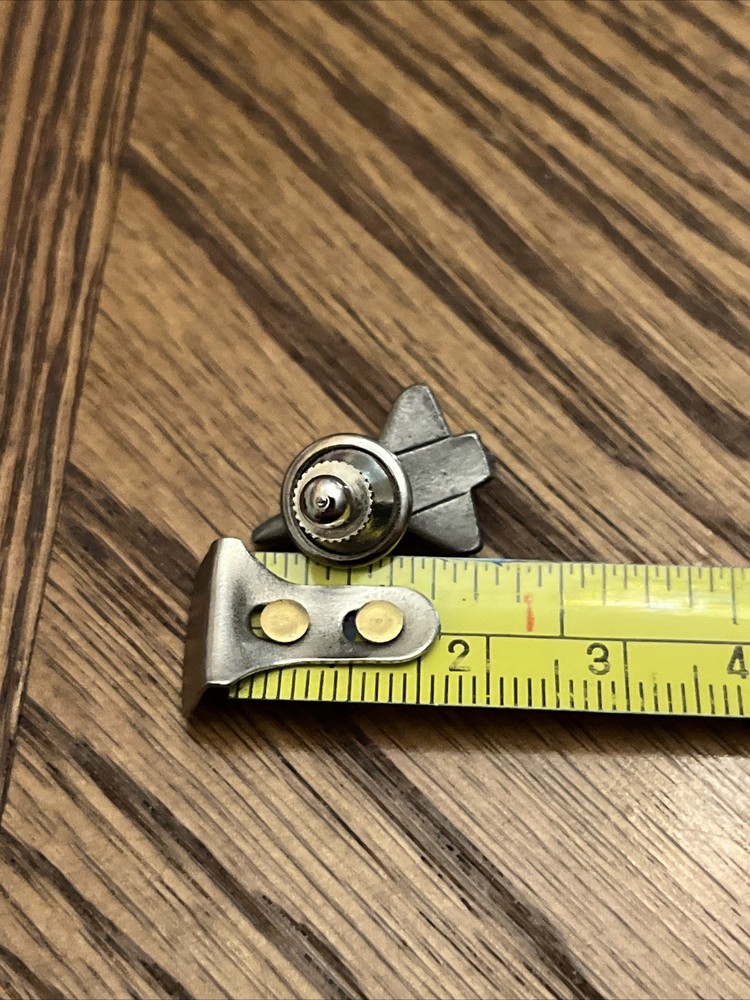 Vintage Solid Pewter Space Shuttle NASA Figural Tie Pin FREE SHIPPING