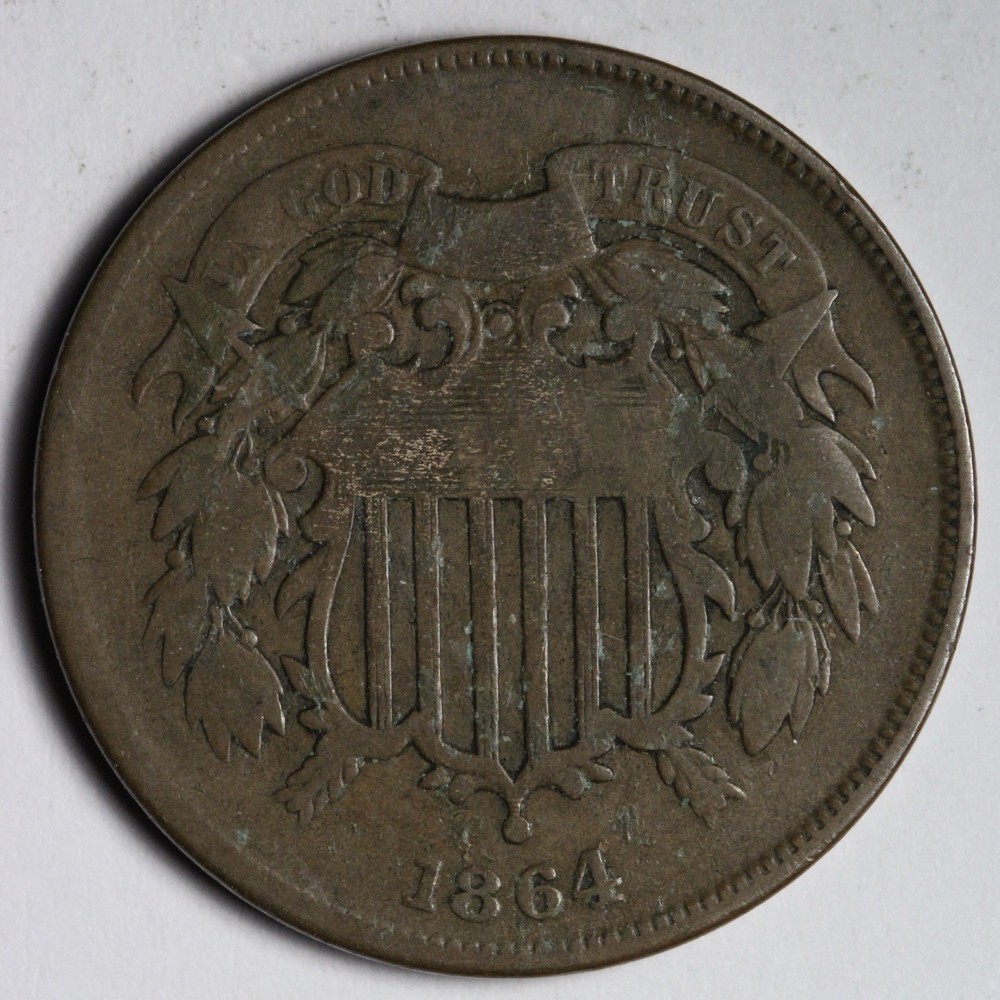 1864 Two Cent Piece FINE E144 STA