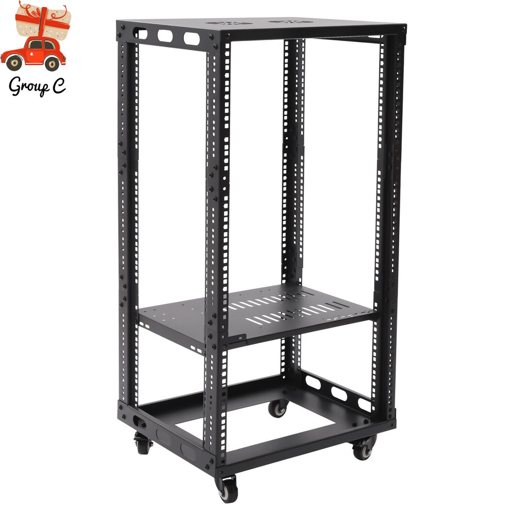 18U 18.5" 4 Post Open Frame Network Server Rack Adjustable Partition 0-31.5'' US