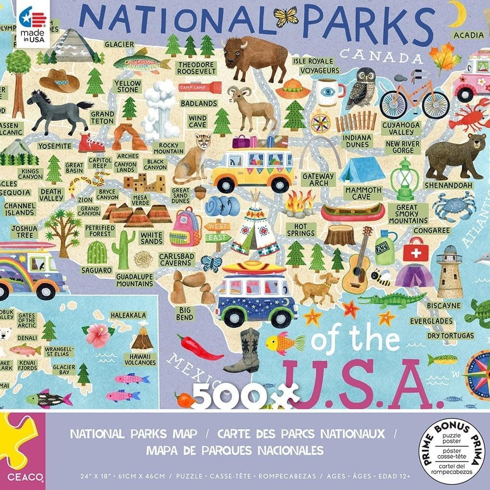 - National Parks Map - 500 Piece Jigsaw Puzzle