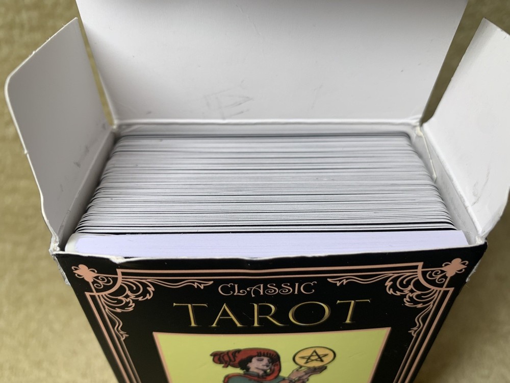 Classic Black Tarot Deck w/ Meanings Guidebook Celestial