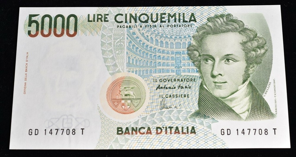 Italy 5000 Lire Banknote - CAT $15 #111C - UNC