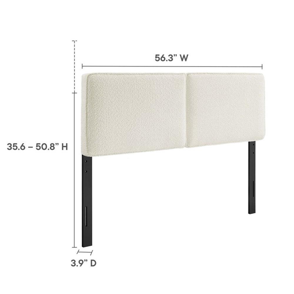 Lindee Boucle Fabric Full Headboard in Cream