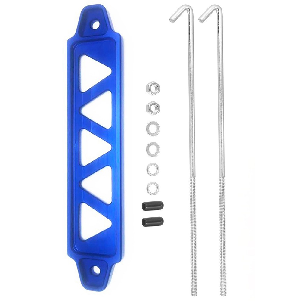 Blue Car Battery Hold Down Tie Down Mount Bracket with Hook Bolt Kit Accessories