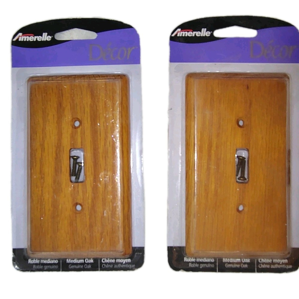 New 2 Pk. Amerelle Decor Single Toggle Switch Wall Plate Medium Oak