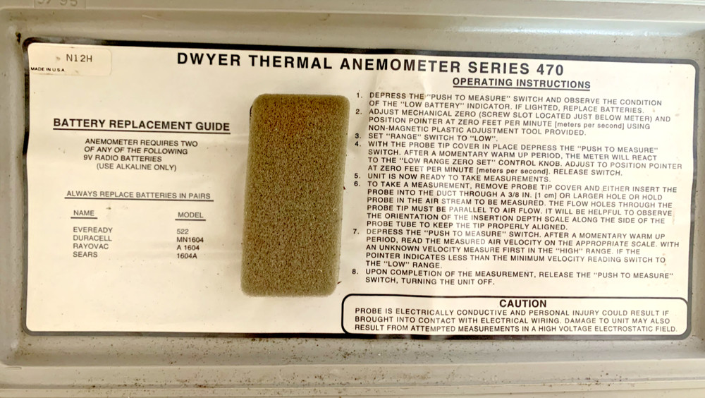 Dwyer Series 470 Anemometer.