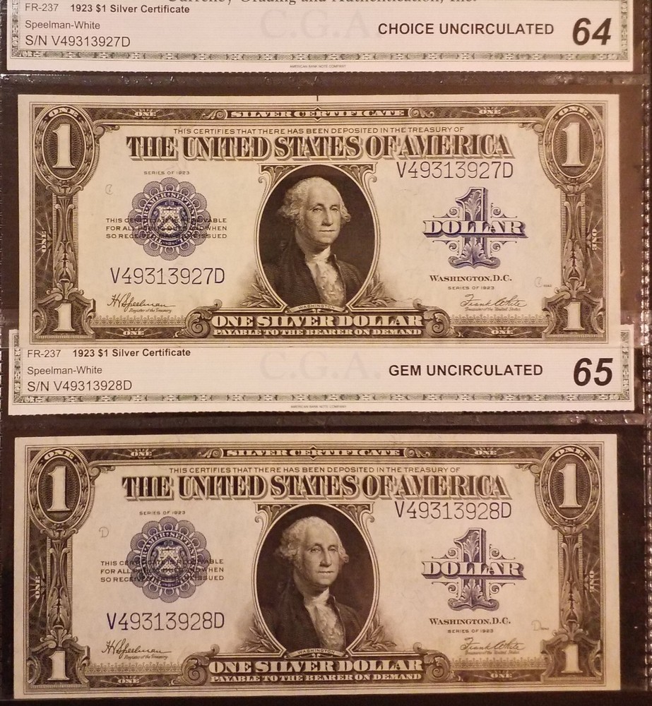 1923 $1 Silver Certificate Cut Sheet (Fr. 237) - Uncirculated