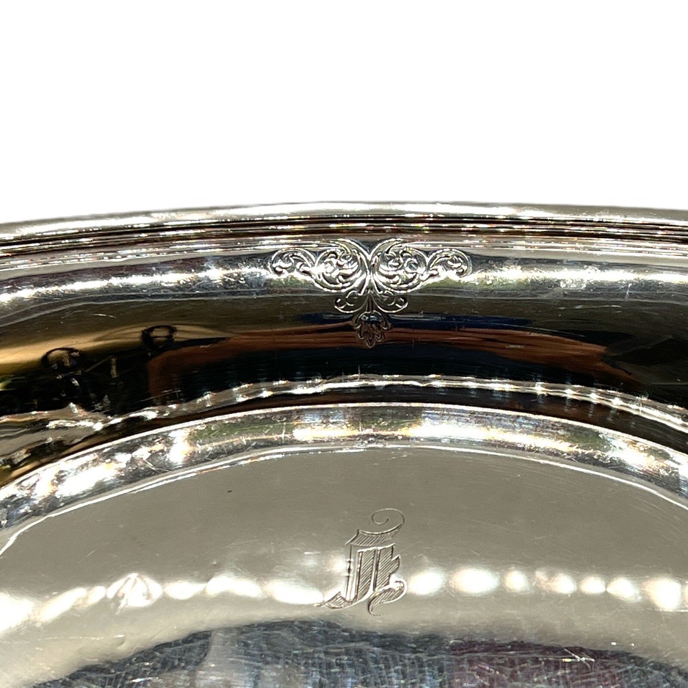 Sterling Silver Vegetable Bowl Oval Etched Monogrammed Hollowware C1544
