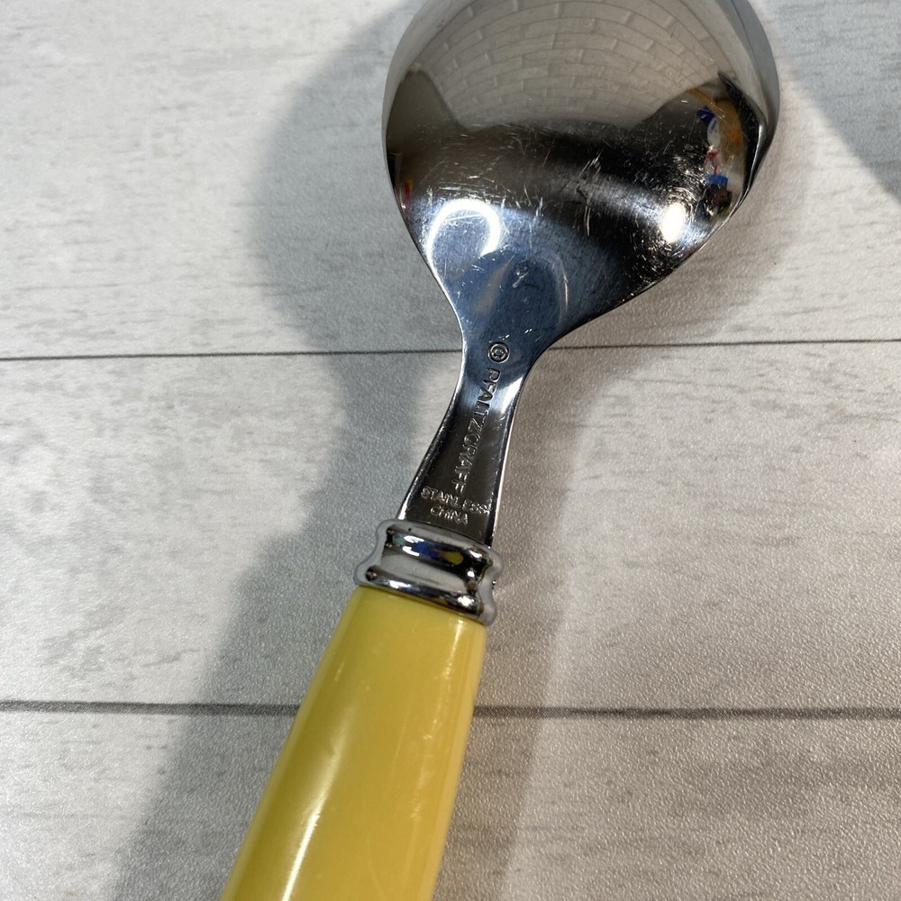 Pfaltzgraff Stainless Flatware Yellow Plastic Handle 2 Teaspoons