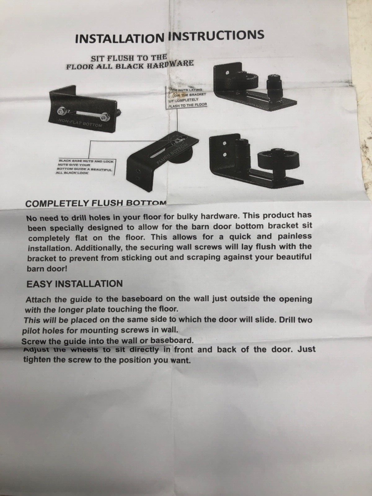 SET Sliding Barn Door Floor Guide Adjustable Roller Wall Mount System