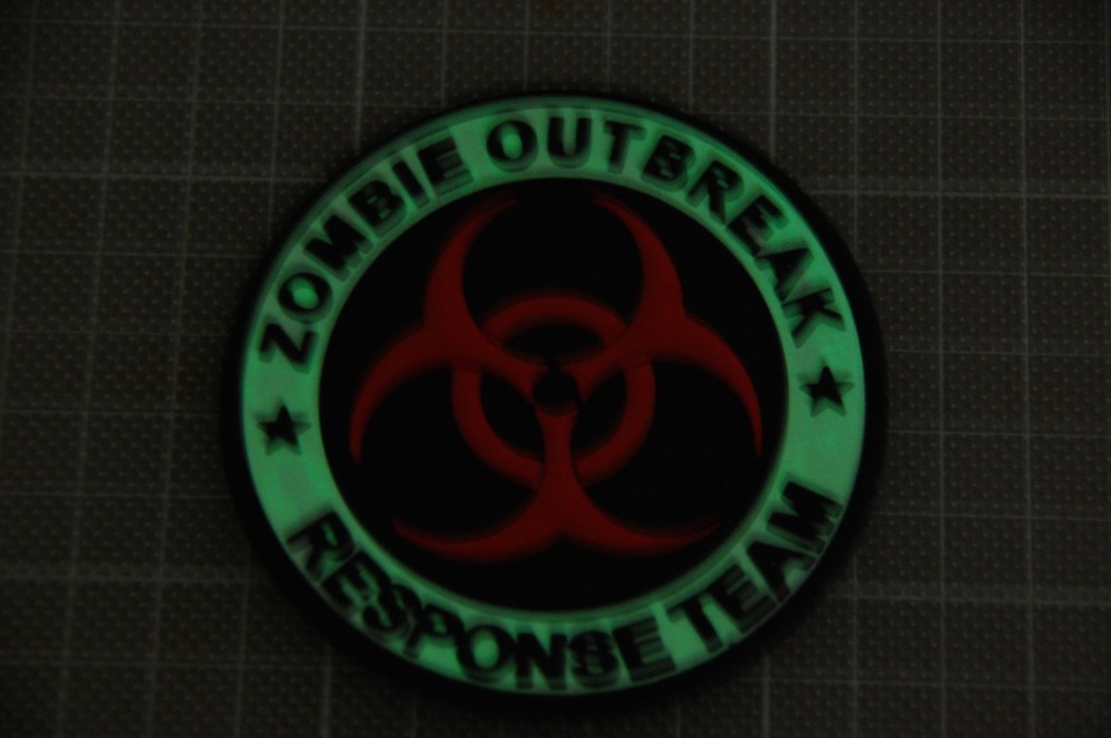 3D PVC GITD Zombie Outbreak Response Team Biohazard Original Glow Patch Hook