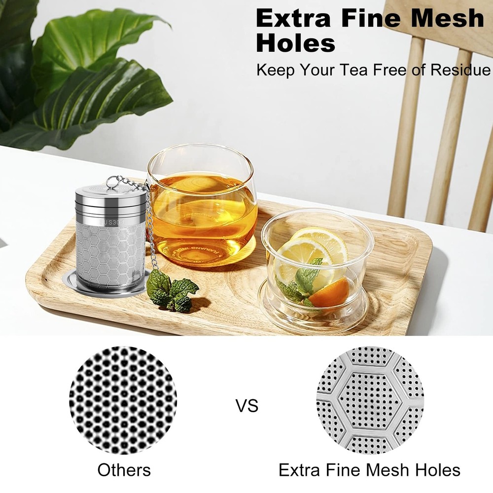 Numola Large Tea Infusers for Loose Tea, Extra Fine Mesh Large, Silver