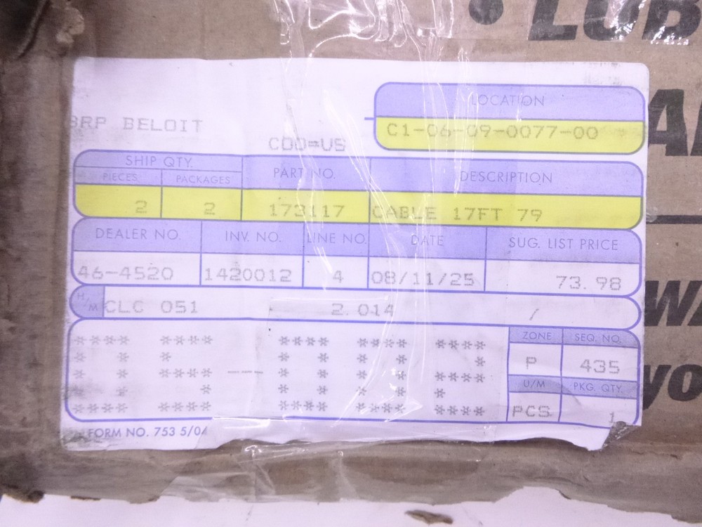 OEM Evinrude Remote Control Cable 173117 17ft