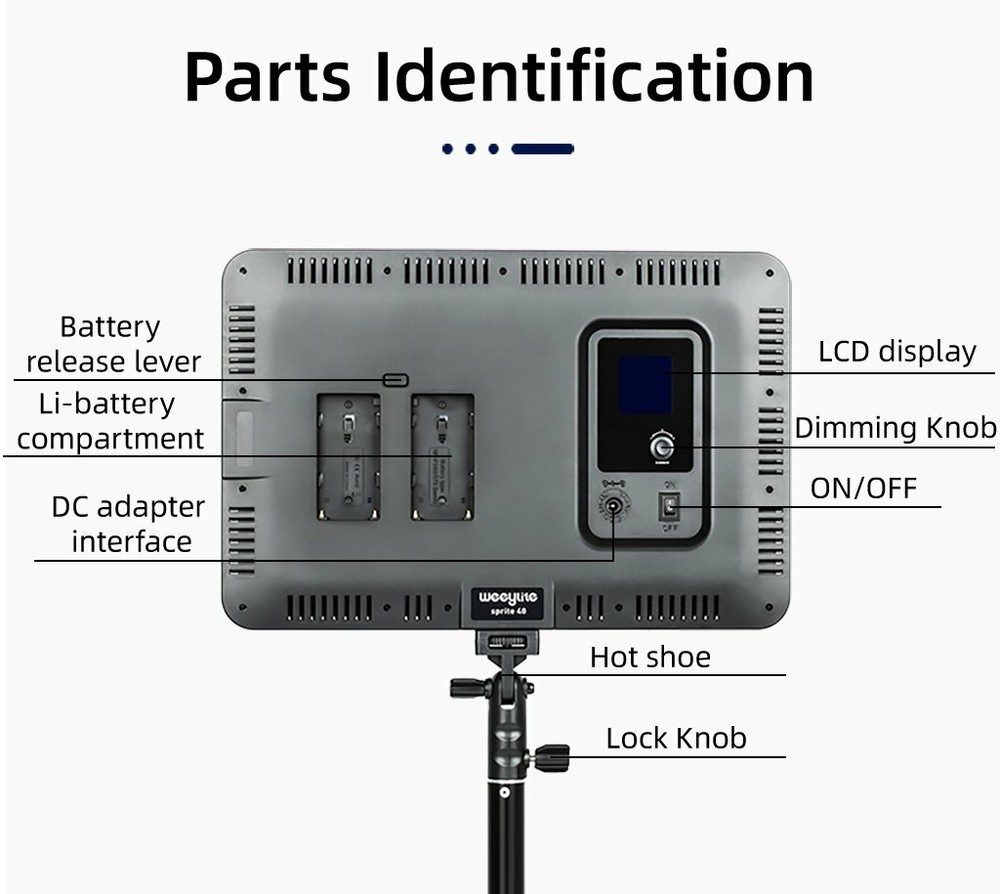 Weeylite Sprite 40 RGB Panel Light 2500-8500K Studio Light with Remote Control