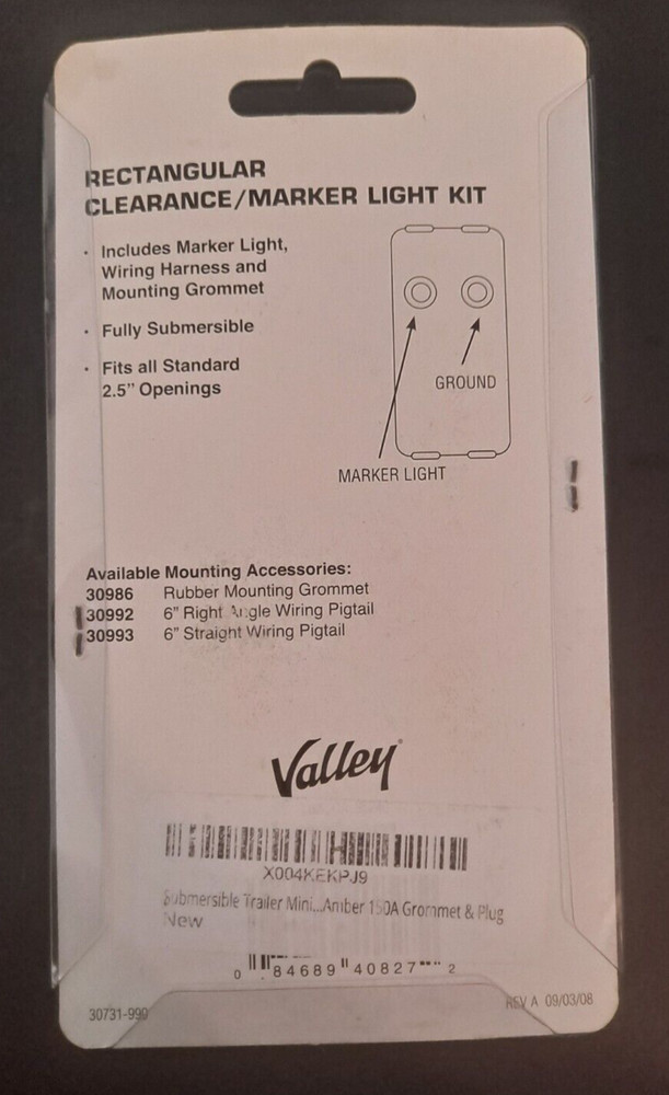 Submersible Rectangular Clearance, Marker Light Kit 30731 Fits 2.5" Openings