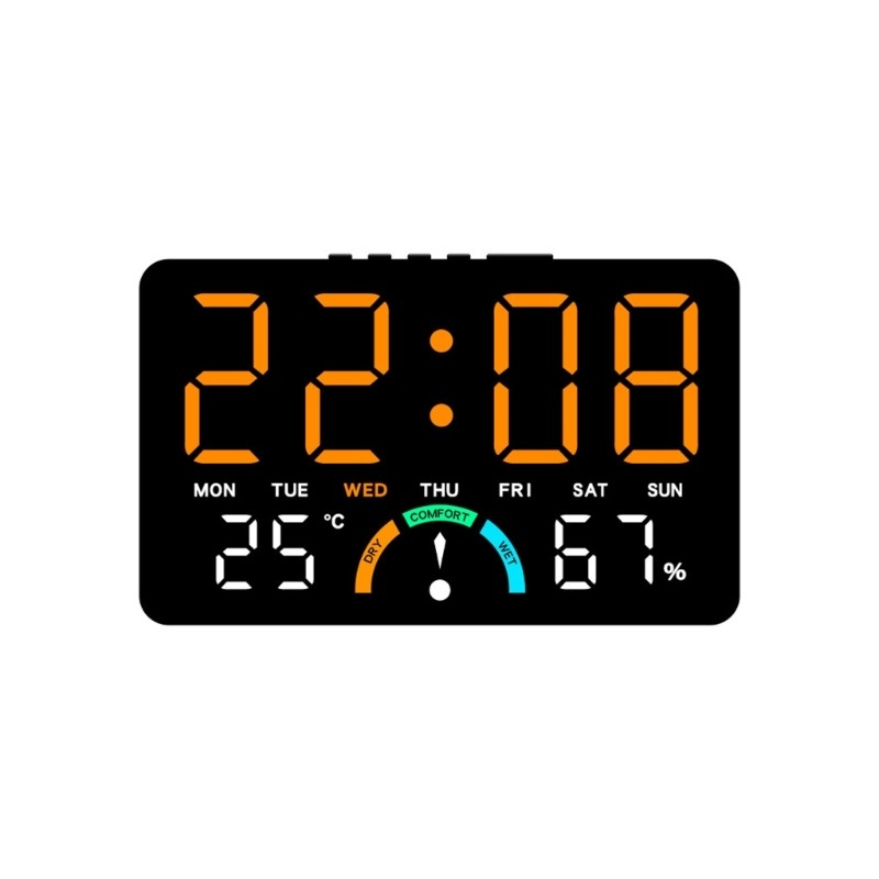 LED Alarm Clock Realtime Environment Data Double Mount Option Energy Efficient