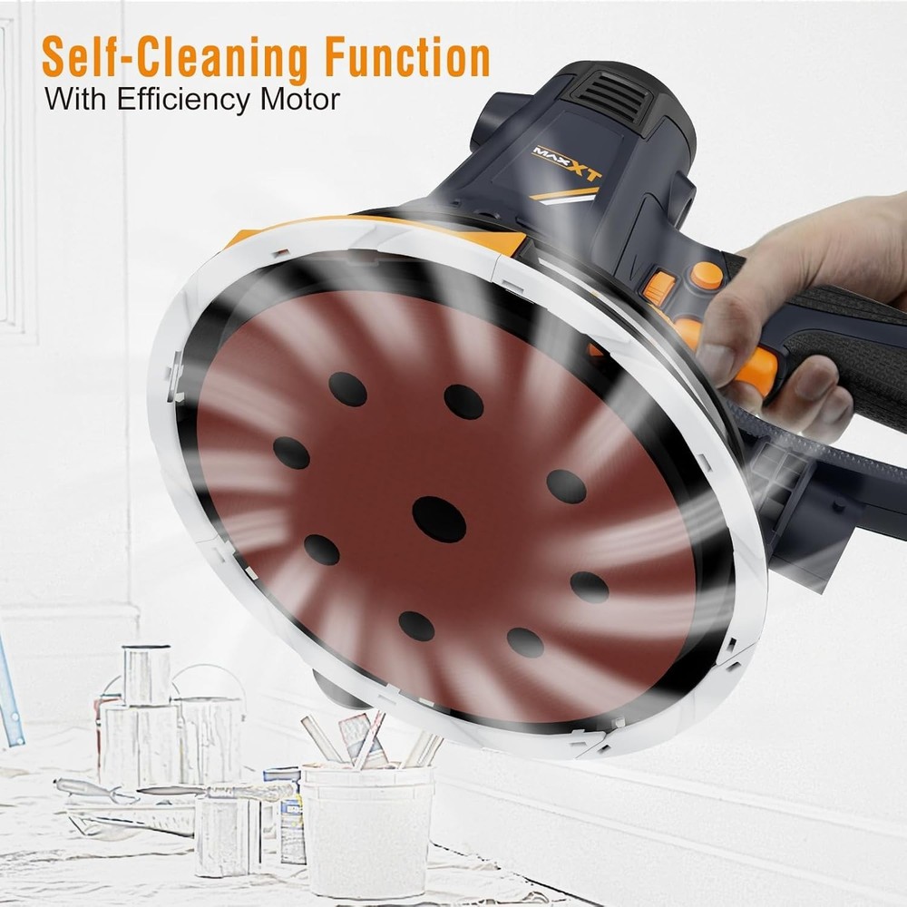 Electric Handheld Drywall Sander with Variable Speed and Dust Extraction Feature
