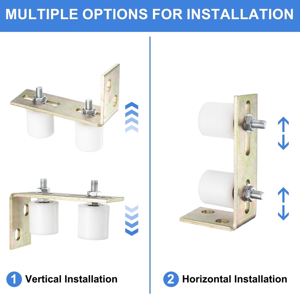 2Pcs Slide Gate Guide Roller 1.7" Nylon Gate Support Rollers with Bracket White