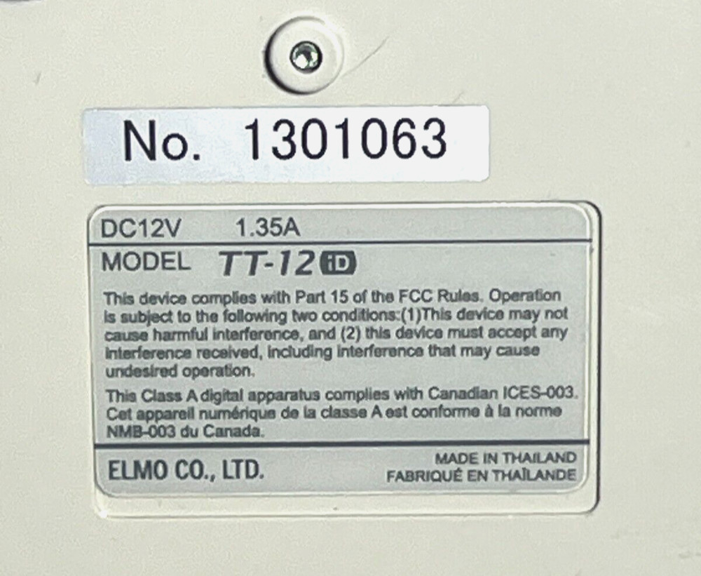 Elmo TT-12id Digital Interactive Document Visual Presenter Camera w/Accessories