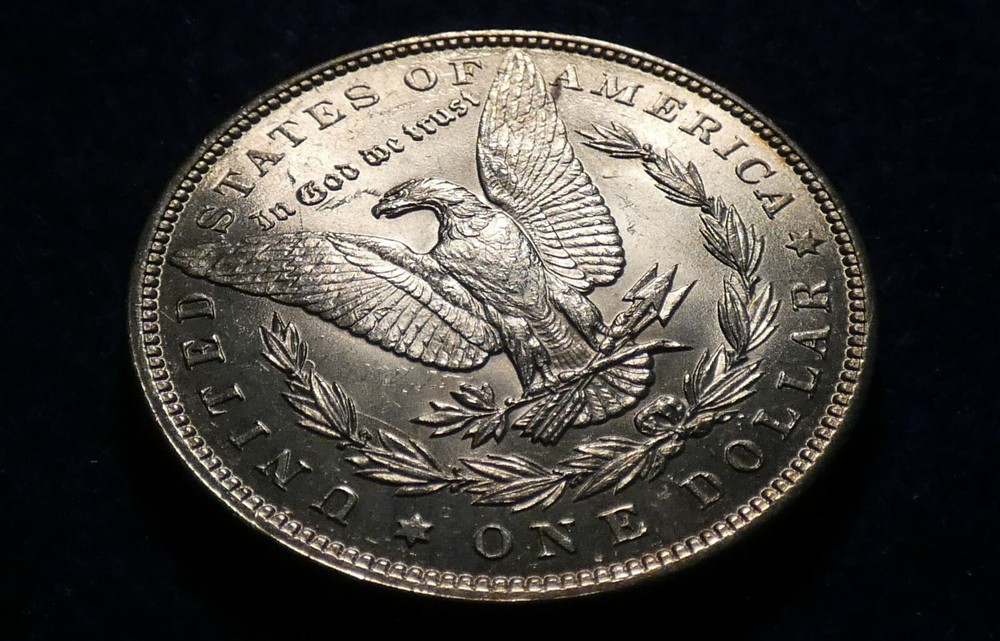 1896 BU+ Morgan Silver Dollar Reverse Die Clash Multi-Color Toning!