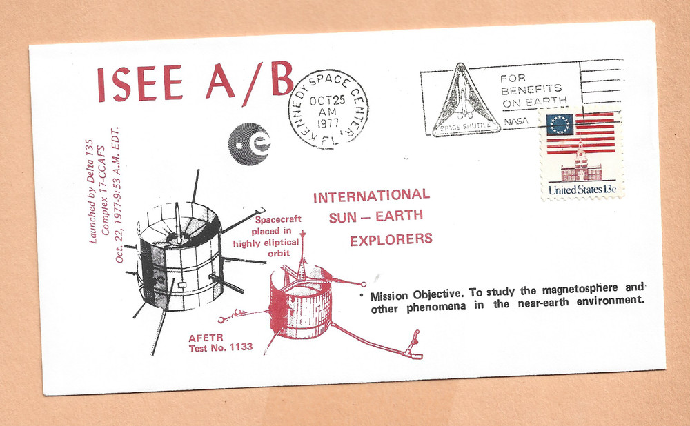 ISEE A/B SUN EARTH EXPLORERS LAUNCH OCT 25,1977 KSC  SPACE COVER