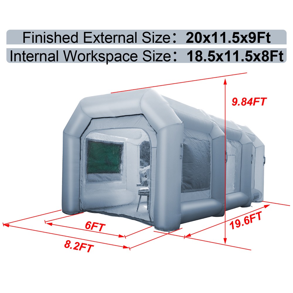 𝟐𝟎𝐱𝟏𝟎𝐱𝟗𝐅𝐭 Inflatable Paint Booth Portable Car Spray Booth