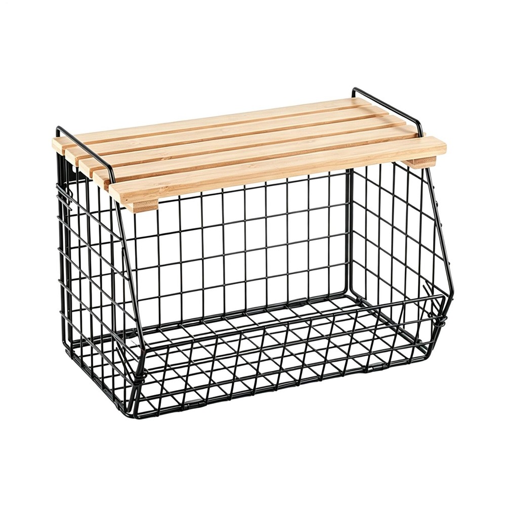 Stackable Wire Basket with Openable Top, Kitchen Counter Basket