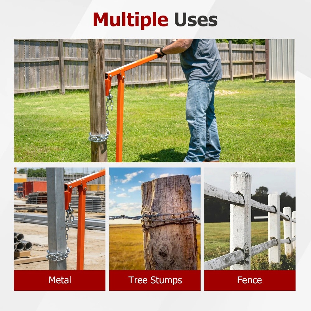 Findmall 36 Inch T Post Puller Easy Pull Fence Post Remover Tool for Farm Orange