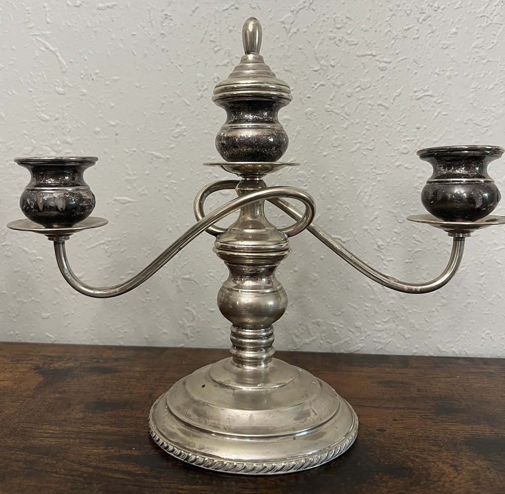 Pair Nickel Silver Moveable Twisted Arms Candelabra
