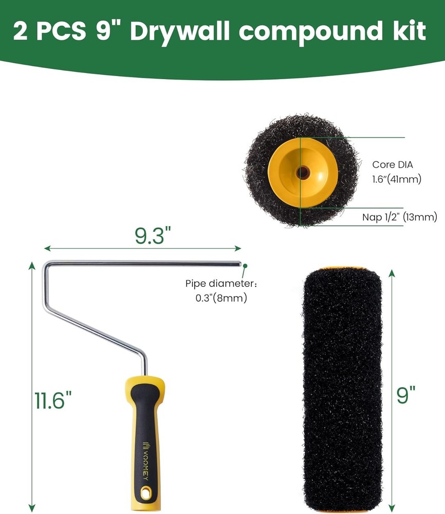 Voomey 9 Inch Drywall Compound 9 Roller with roller frame