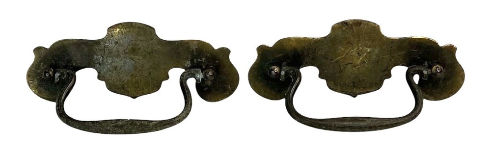 2 Antique Chippendale Bat Wing Drawer Pulls Brass Cabinet Hardware 4 In Centers