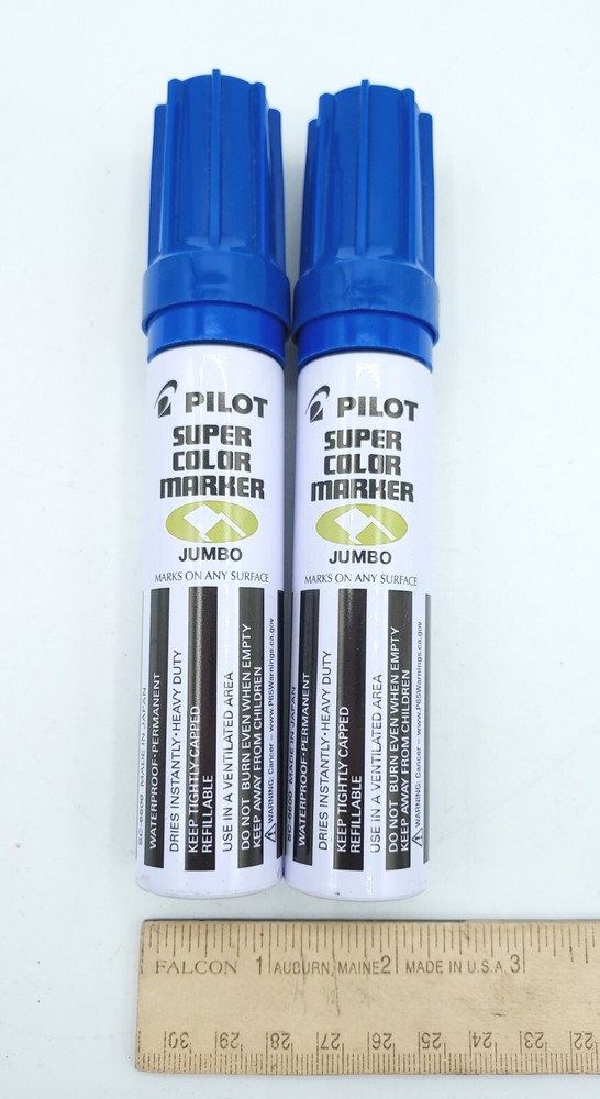 *2-Pack* Pilot 43200 Super Color Blue Permanent Marker, Jumbo Chisel, Refillable