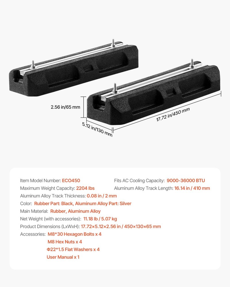 VEVOR Mini Split AC Floor Mount Base Kit - 2204 lbs Capacity, Easy Install