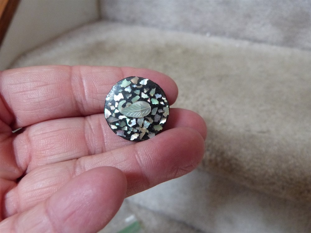 VTG matching composition abalone flake confetti leaf button lot diff sizes #101