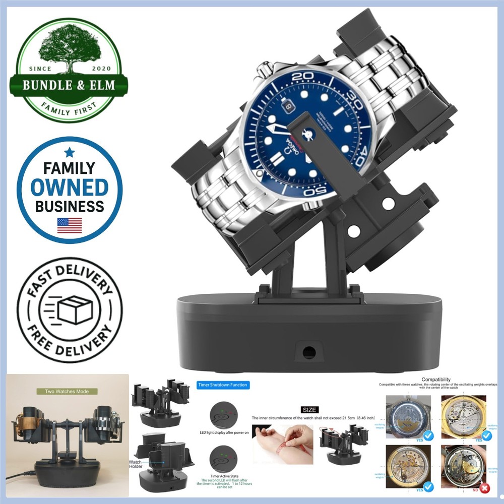 Watch Winder for Automatic Watches Timer Shutdown Support Single Double Rotat...