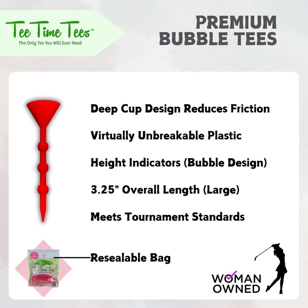 Tee Time Tees The Bubble Golf - Variable Length, Unbreakable Step-Up Pink