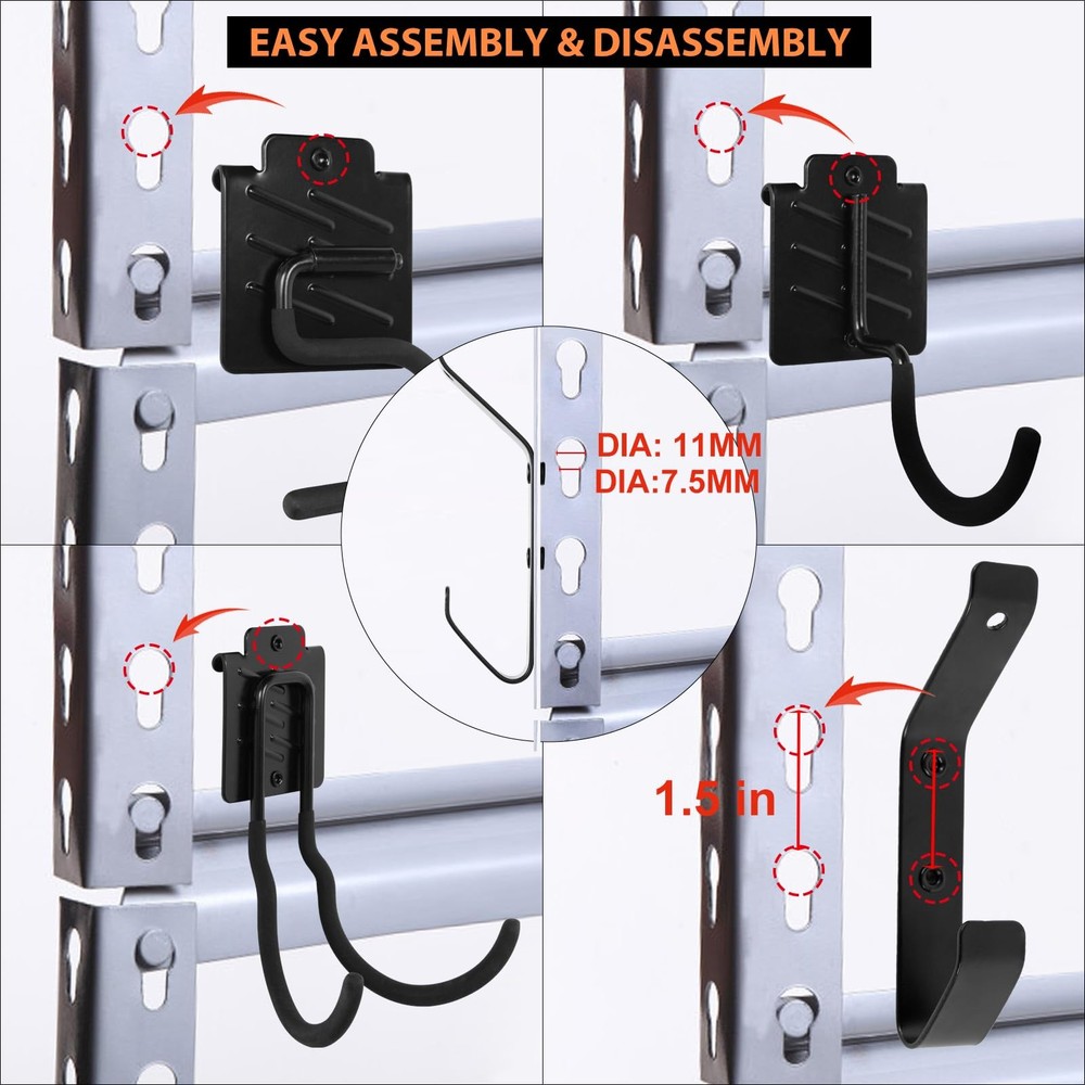 Wallmaster Boltless Shelving Hook Kit: Garage Tool Storage & Keyhole Rack Mount
