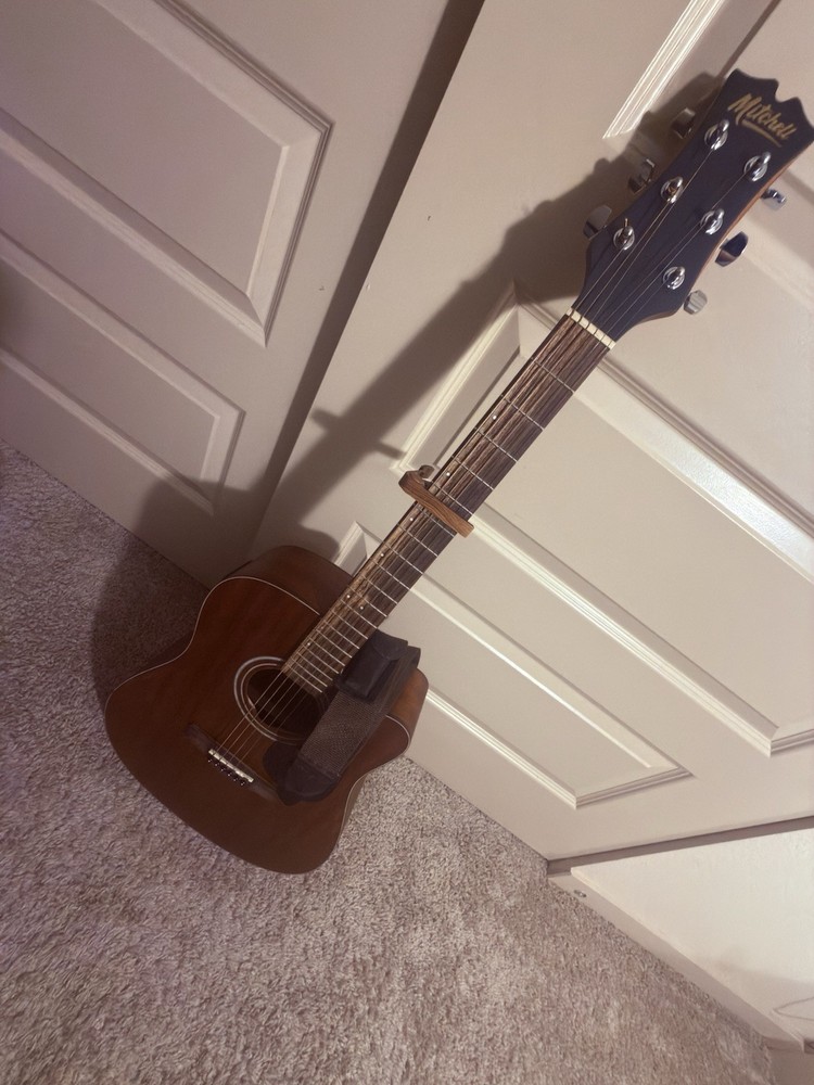 Mitchell Dreadnought Acoustic Guitar 6 String w/ Strap, Picks, Capo,