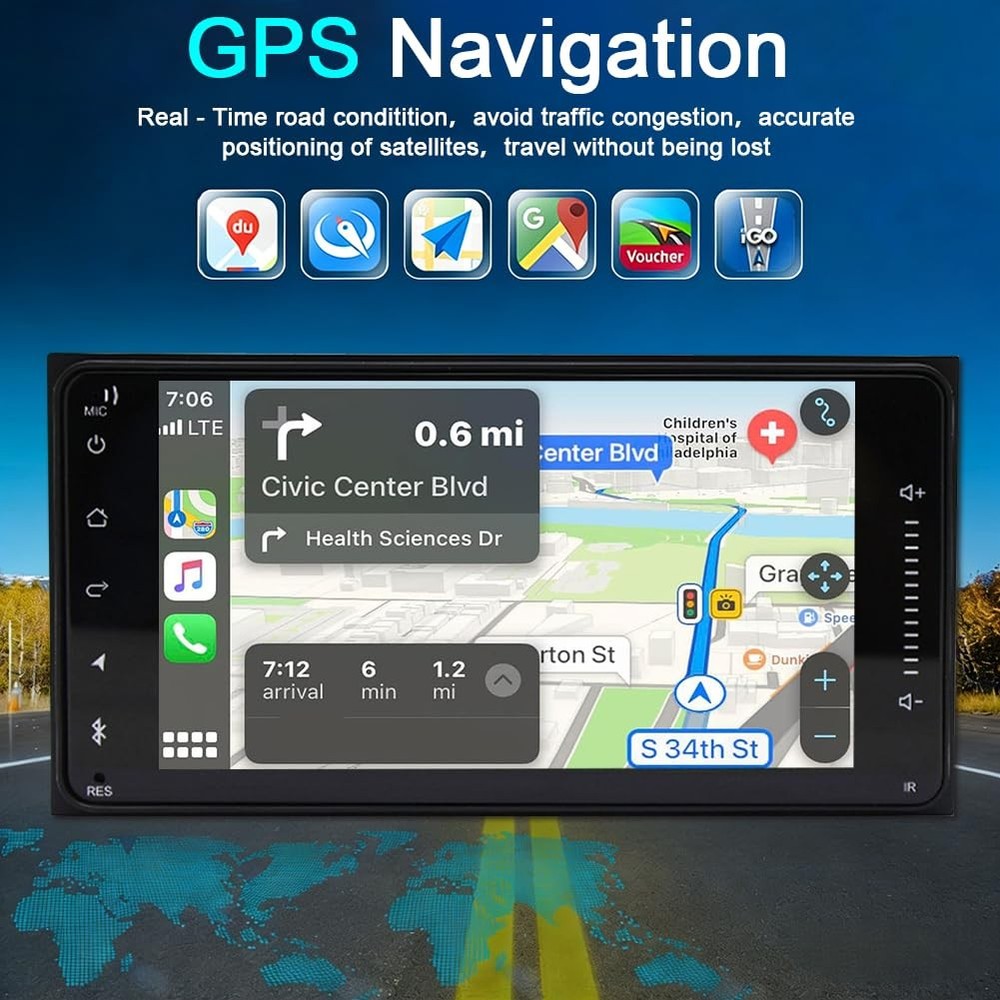 Corolla 2009-2013 7" Android14 Stereo Wireless Carplay GPS Bluetooth Camera