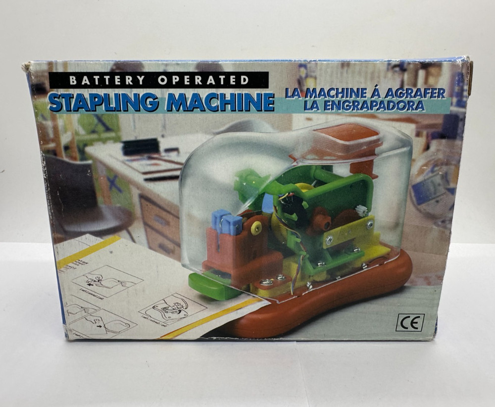 VTG 80s Battery Operated Stapling Machine Clear Electronic Stapler (NOT WORKING)