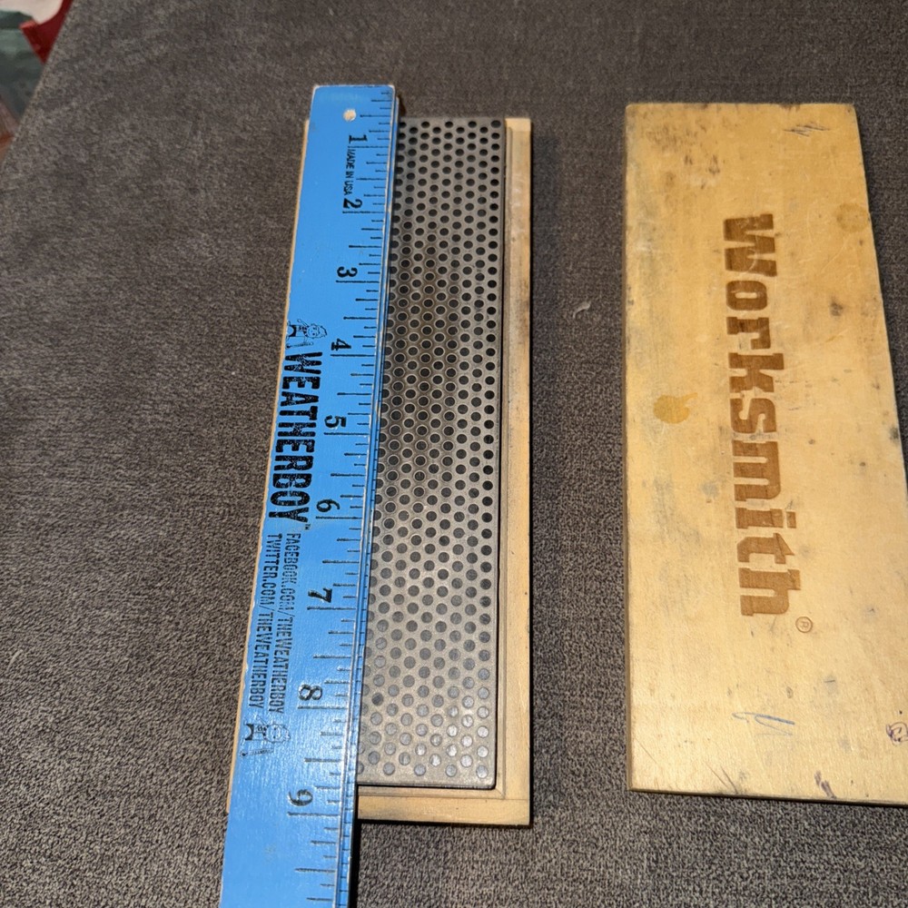 Worksmith 8 3/4" Diamond Sharpening System Wood Box Stone Scissors