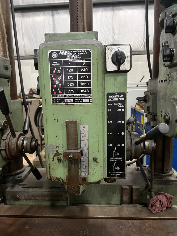 SOLBERGA 4 HEAD DRILL PRESS, MODELS SE725, 16" X 64" TABLE