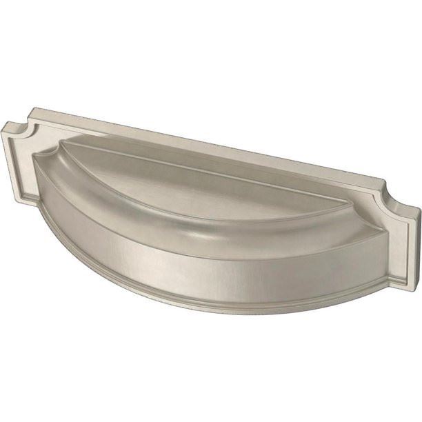 3" & 3-3/4" Dual Mount Notched Backplate Cup Pull Satin Nickel