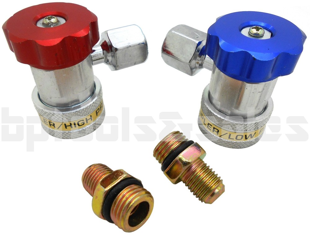High / Low Adjustable AC R134a Quick Coupler Connector Adapter 1/4" HVAC Set
