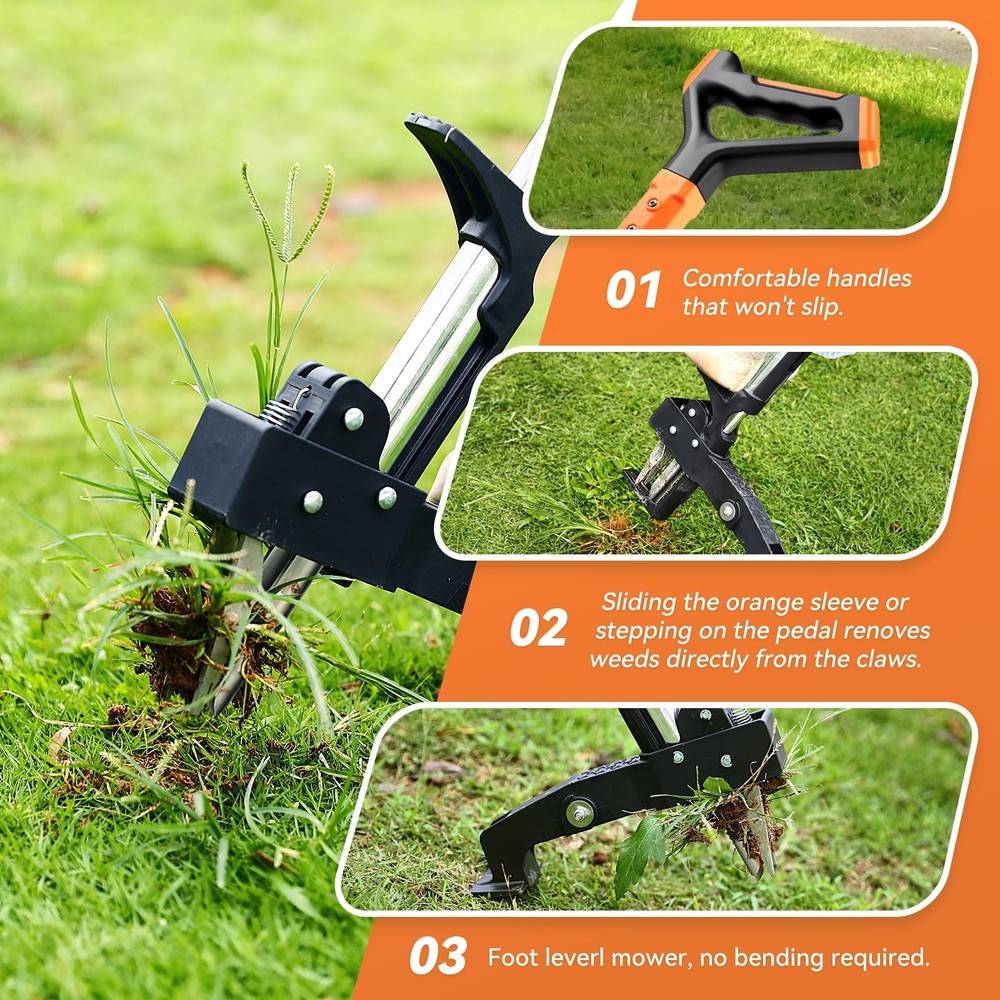 Weed Puller Tool,Detachable Stand Up Weed Puller with Long Handle,3-Claw Stee...